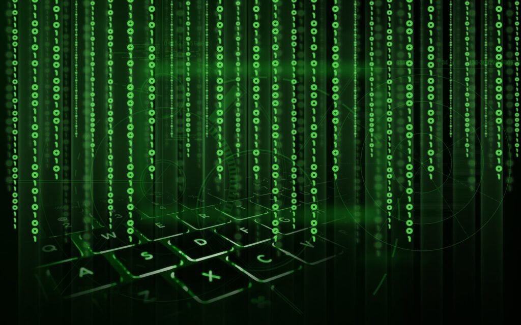 matrix data over a keyboard to portray hotel schema code