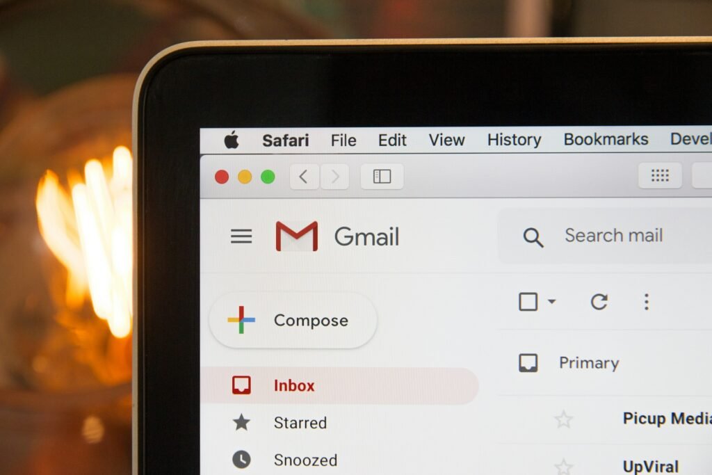 Safari browser opened to Gmail