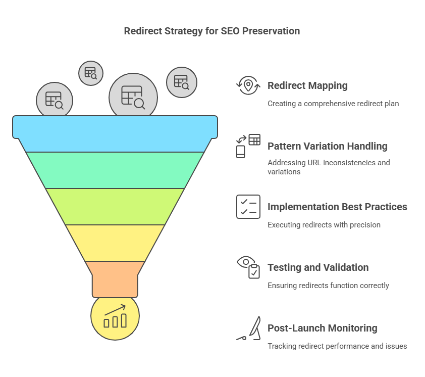 a diagram of a redirect strategy for SEO in a migration